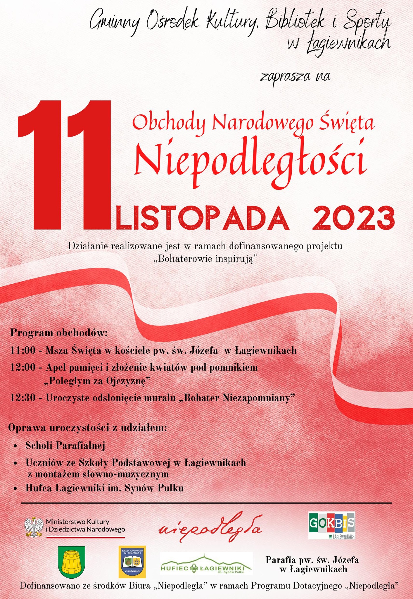 plakat 11 listopada biało czerwony