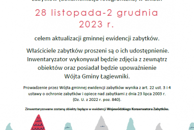 Gmina Łagiewniki przeprowadza inwentaryzację zabytków (dokumentacja fotograficzna) w dniach